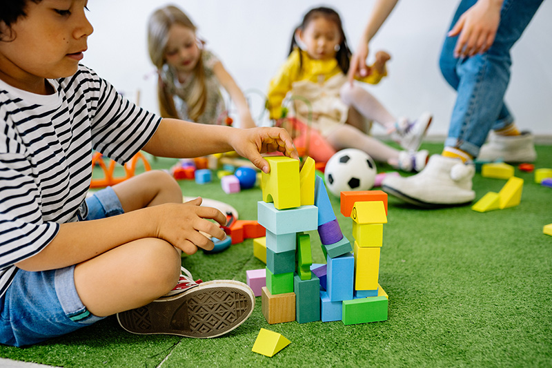 Children playing with blocks